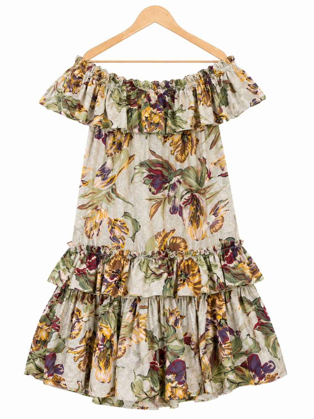 Vintage Kenzo Paris Floral Tiered Ruffle Midi Dress Made in Japan